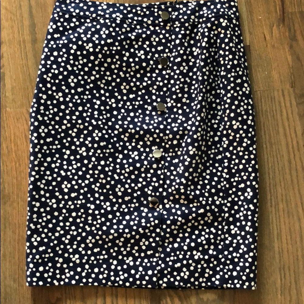 Talbots Blue and White Dotted Pencil Skirt